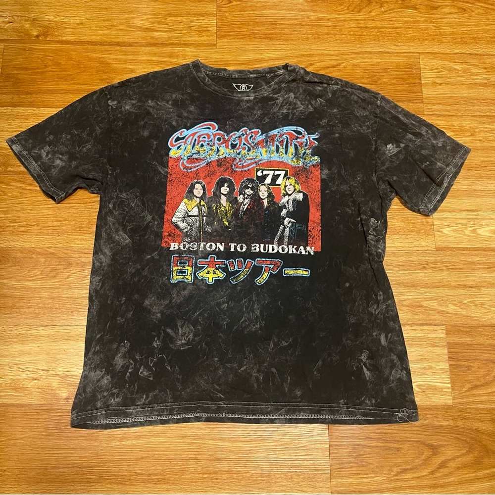 🎸 Mens Aerosmith ‘Boston to Budokan’ Acid Wash Concert Tee, Size Extra Large